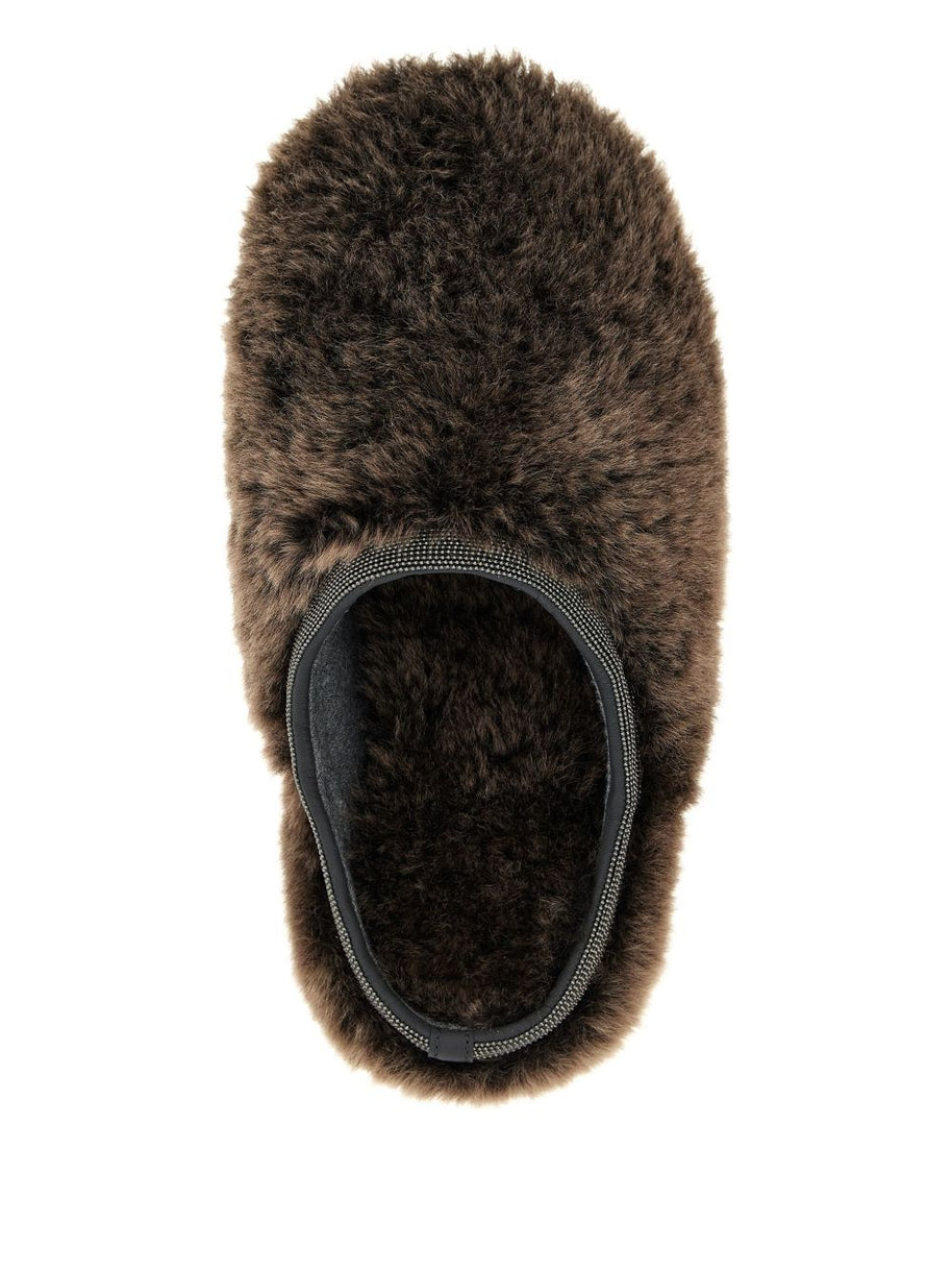 Brunello Cucinelli Shearling Mules - Brown