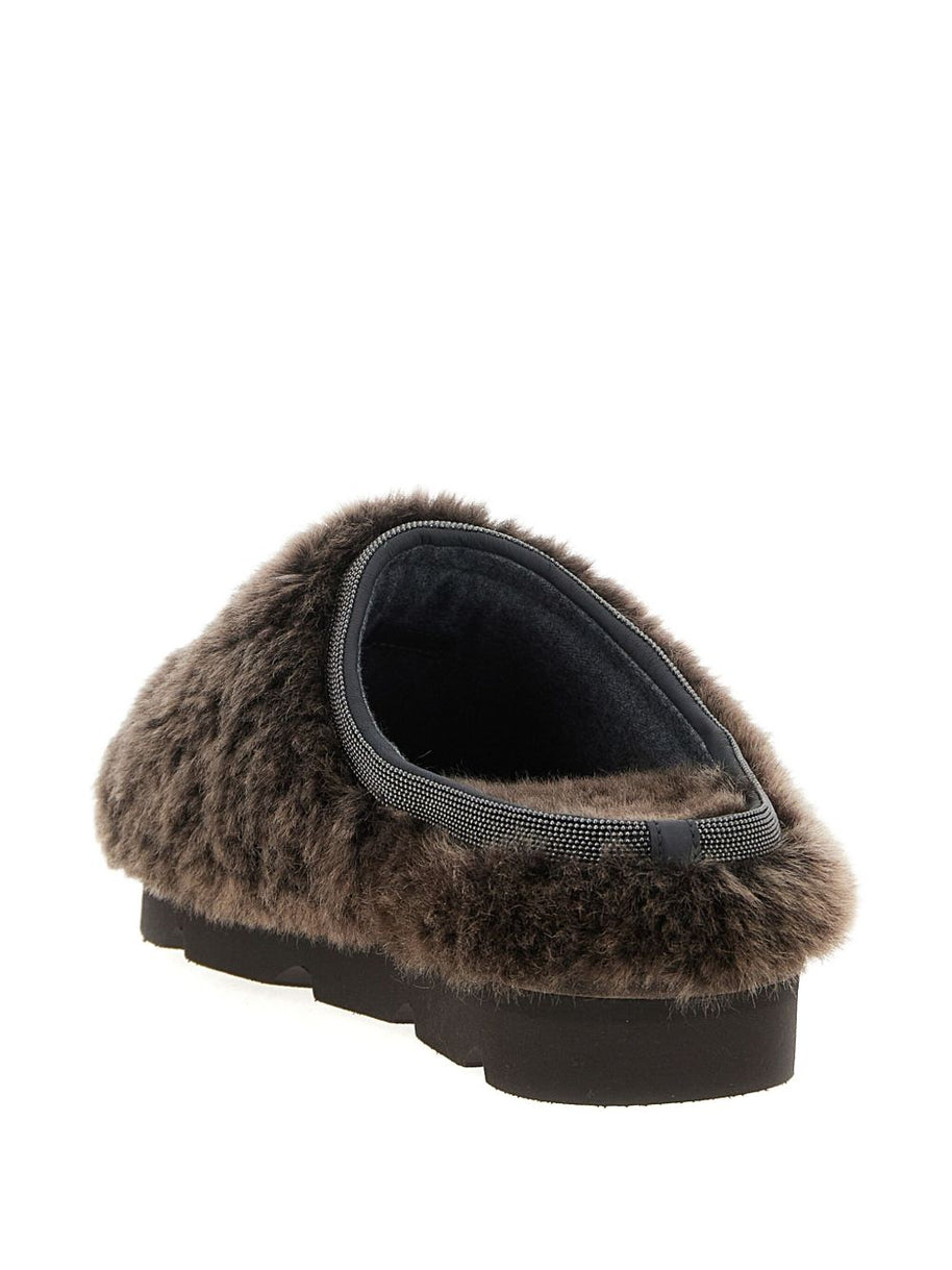 Brunello Cucinelli Shearling Mules - Brown