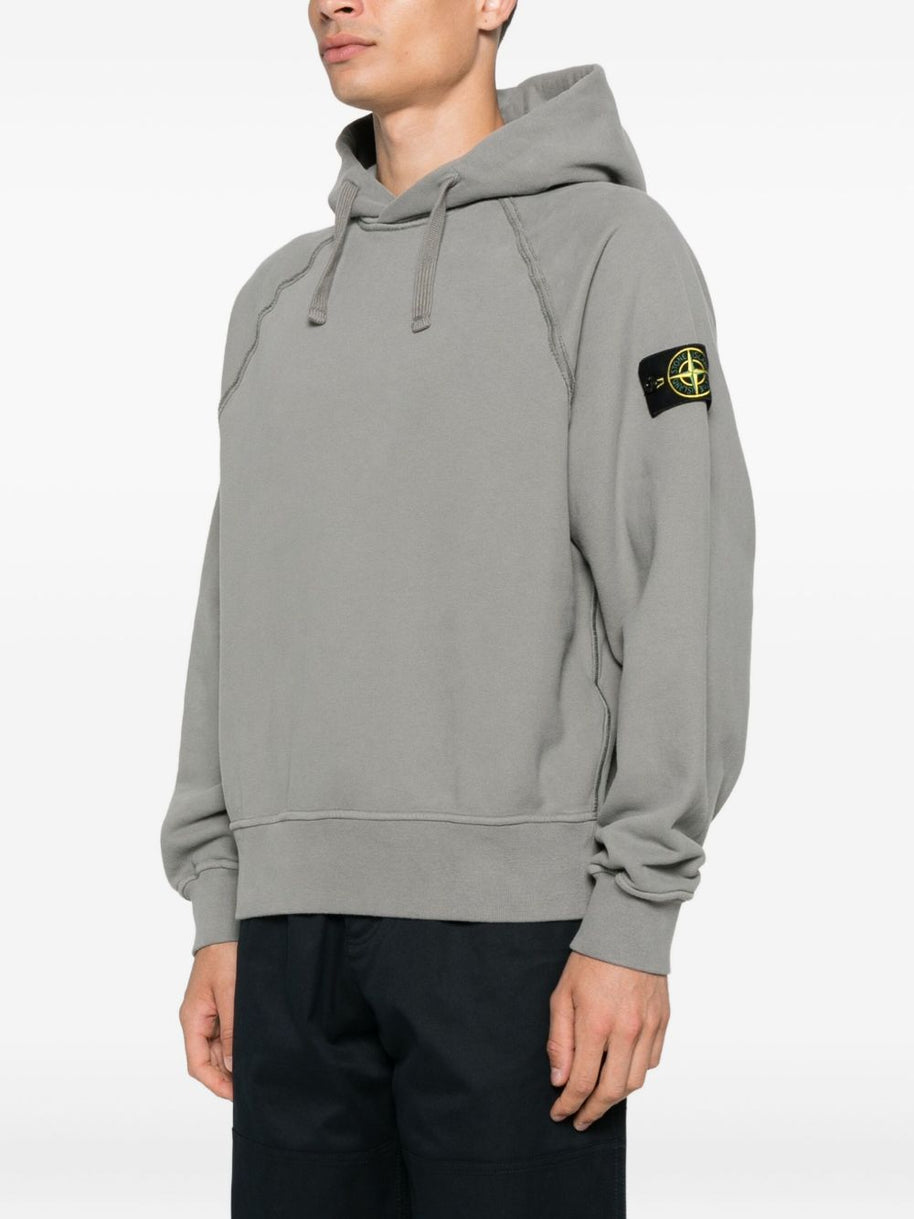 Stone Island Logo Cotton Hoodie - Grey