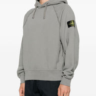 Stone Island Logo Cotton Hoodie - Grey