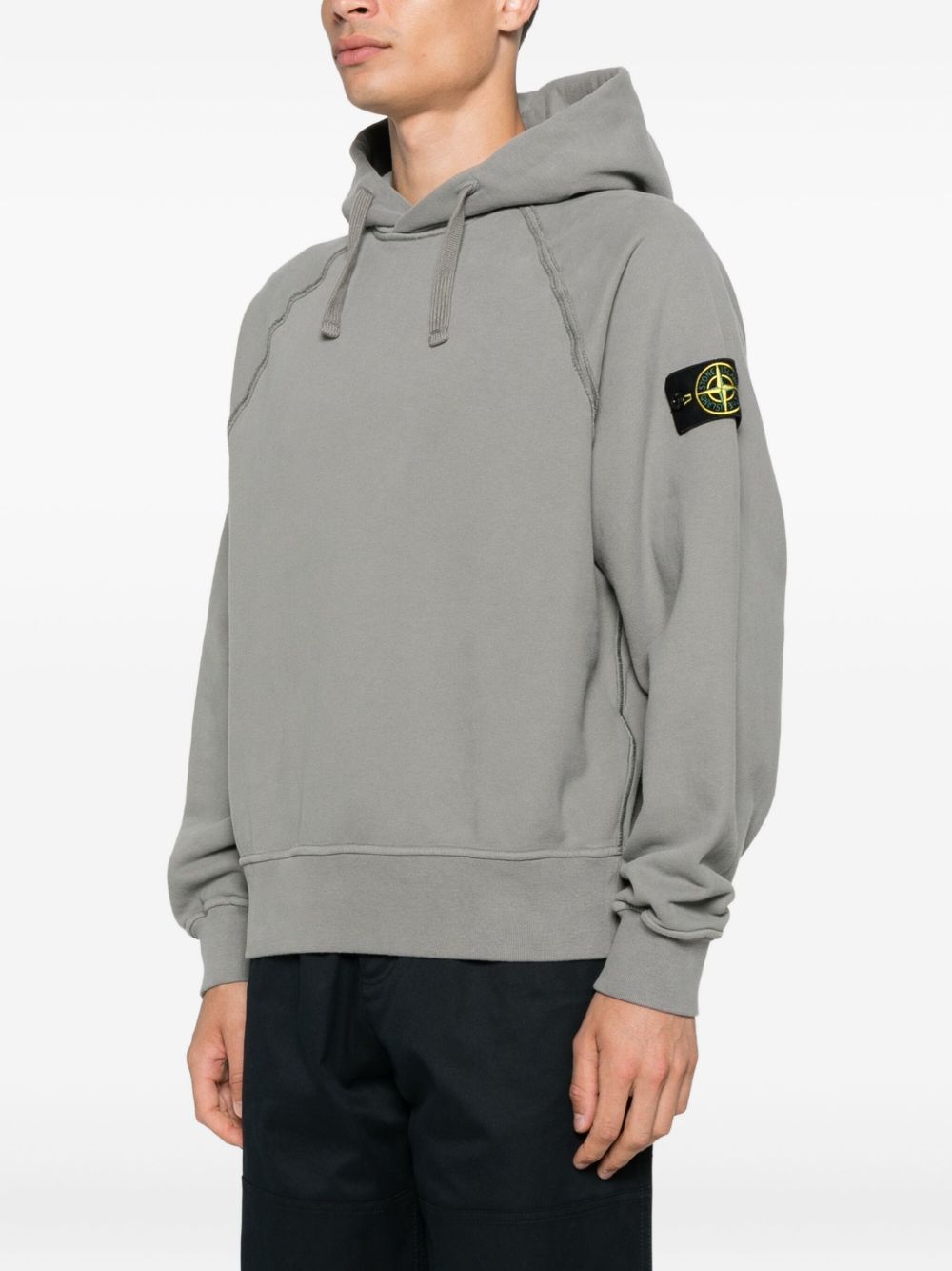 Stone Island Logo Cotton Hoodie - Grey
