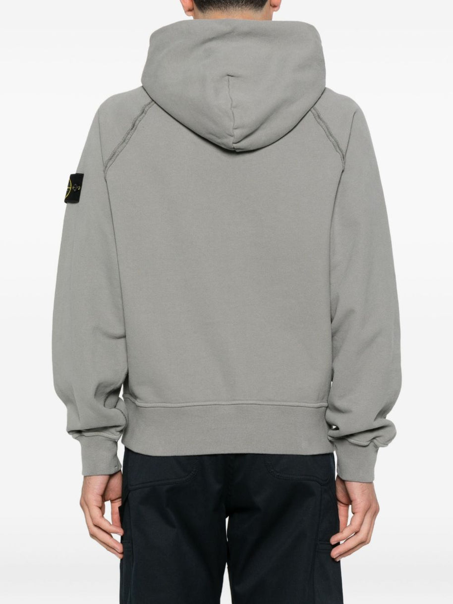 Stone Island Logo Cotton Hoodie - Grey