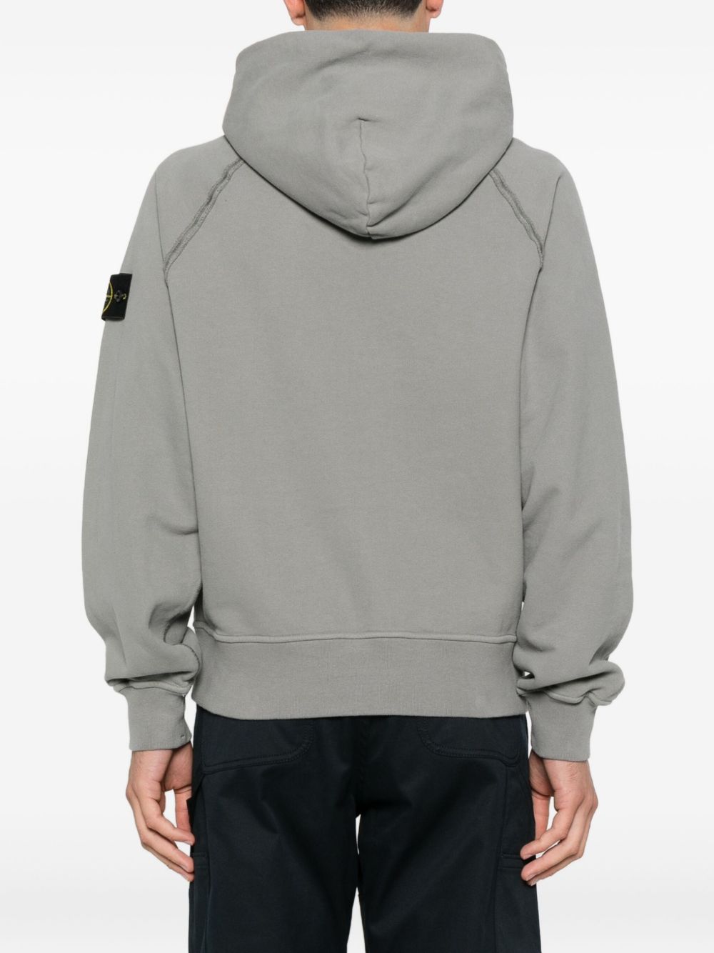 Stone Island Logo Cotton Hoodie - Grey