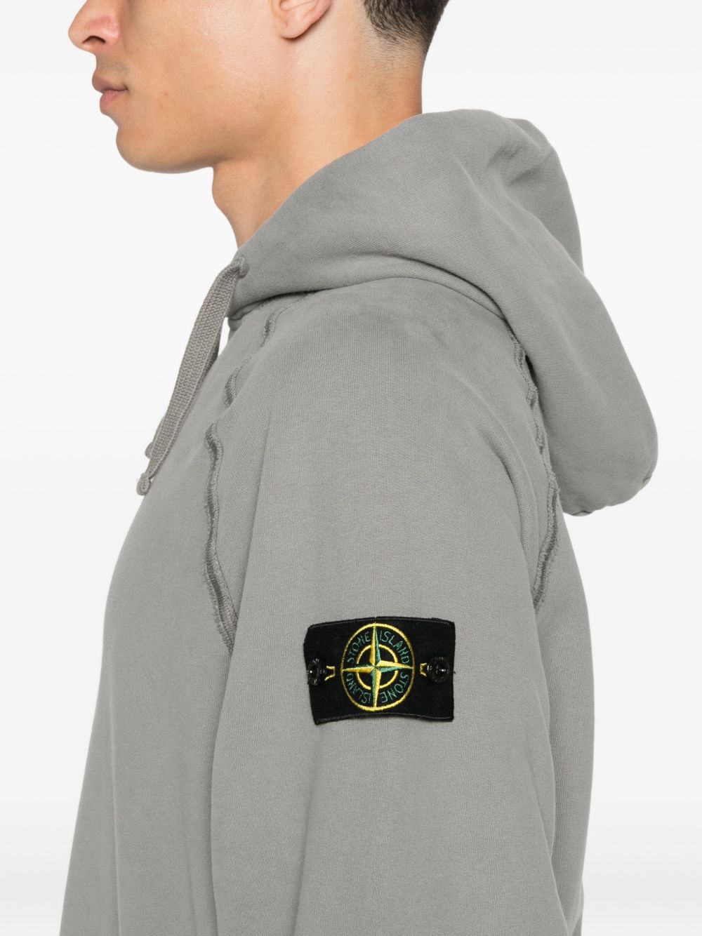 Stone Island Logo Cotton Hoodie - Grey