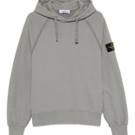Stone Island Logo Cotton Hoodie - Grey