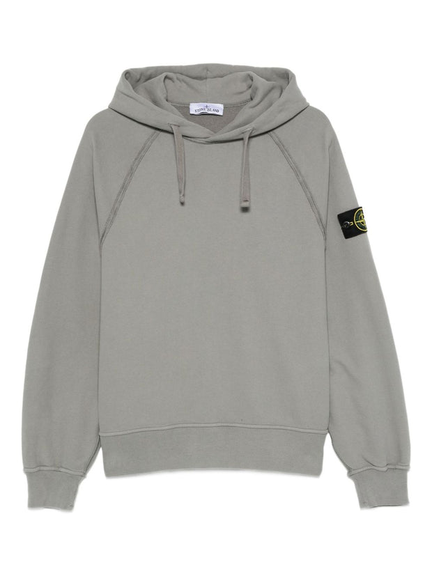 Stone Island Logo Cotton Hoodie - Grey