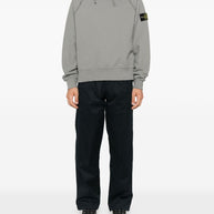 Stone Island Logo Cotton Hoodie - Grey
