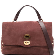 Zanellato Postina Jones Medium Handbag In Vinaccio Suede Leather
