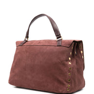 Zanellato Postina Jones Medium Handbag In Vinaccio Suede Leather