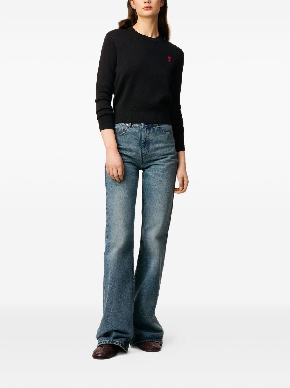 Ami Paris Ami De Coeur Wool Sweater - Black