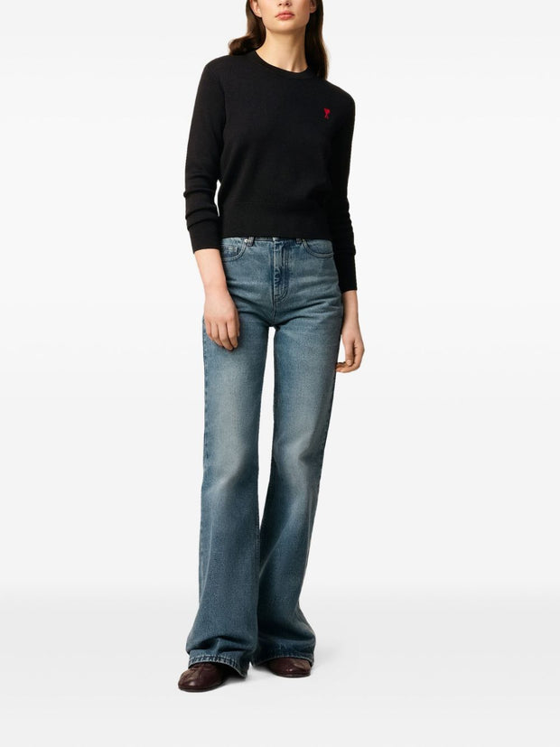 Ami Paris Ami De Coeur Wool Sweater - Black