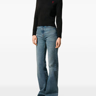 Ami Paris Ami De Coeur Wool Sweater - Black