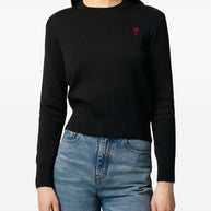 Ami Paris Ami De Coeur Wool Sweater - Black