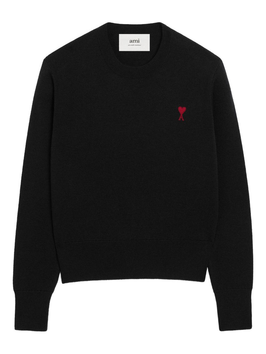 Ami Paris Ami De Coeur Wool Sweater - Black