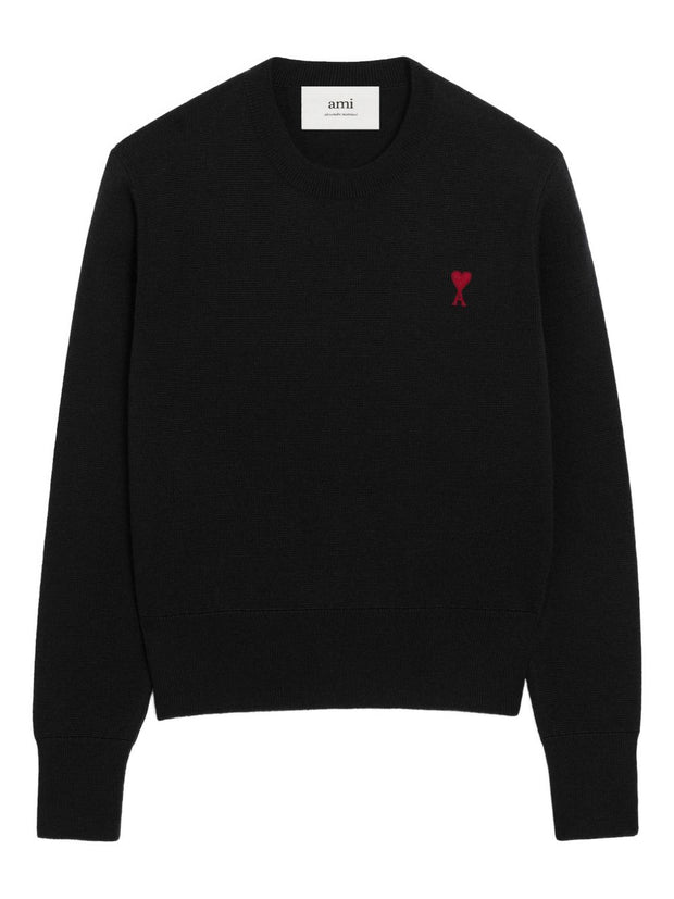 Ami Paris Ami De Coeur Wool Sweater - Black