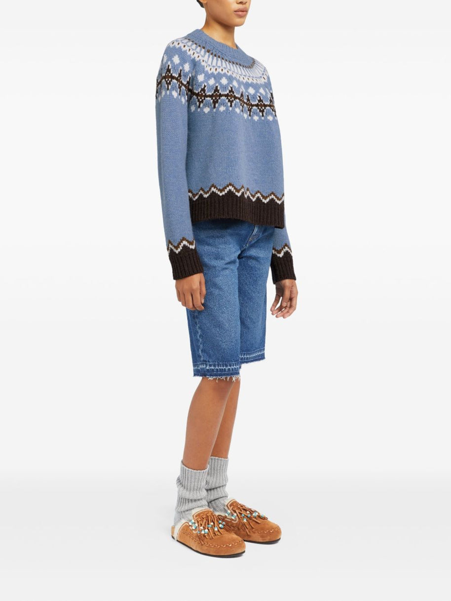 Alanui Sweet Winter Wool Crewneck Jumper - Clear Blue