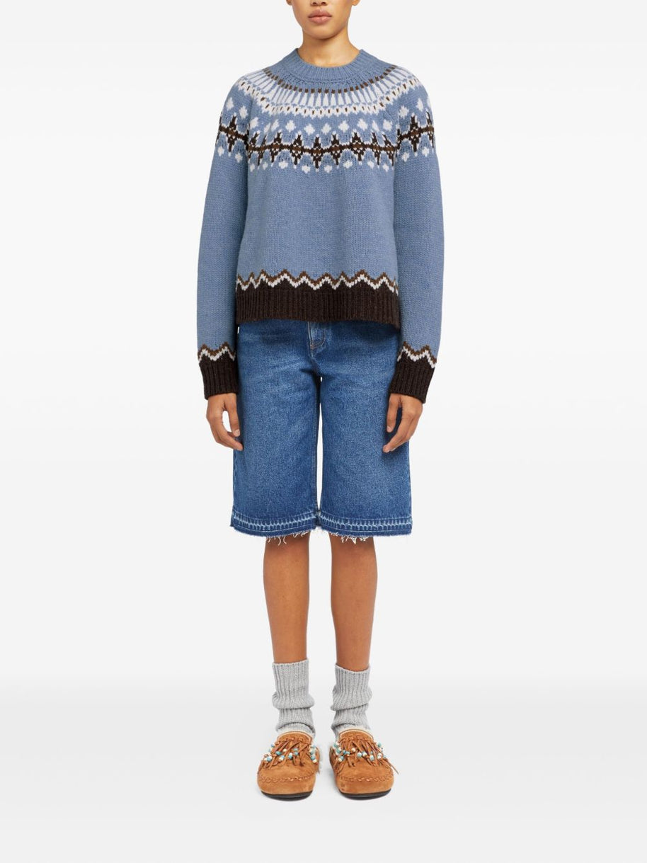 Alanui Sweet Winter Wool Crewneck Jumper - Clear Blue