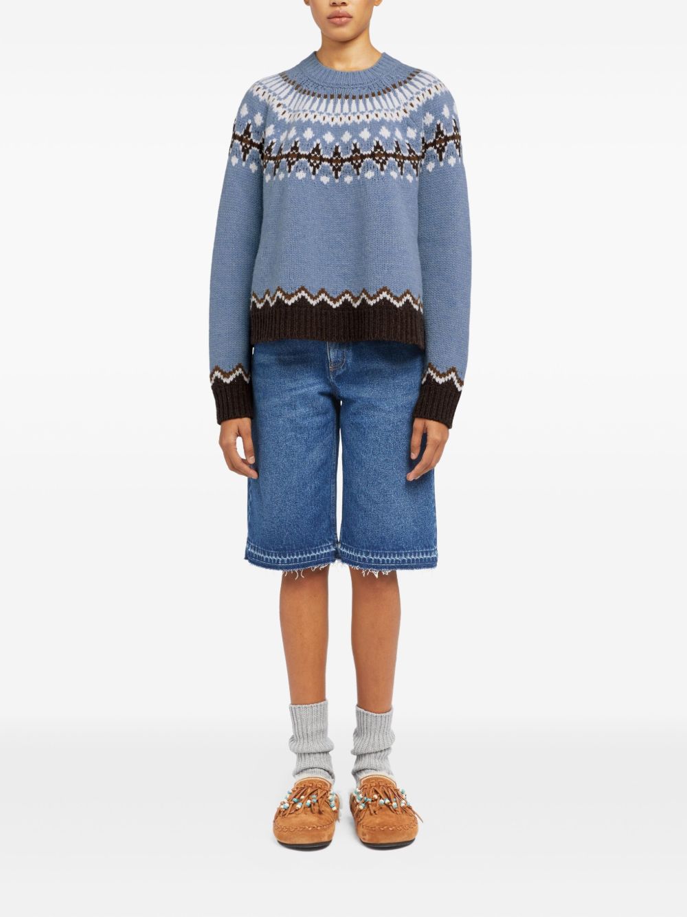 Alanui Sweet Winter Wool Crewneck Jumper - Clear Blue