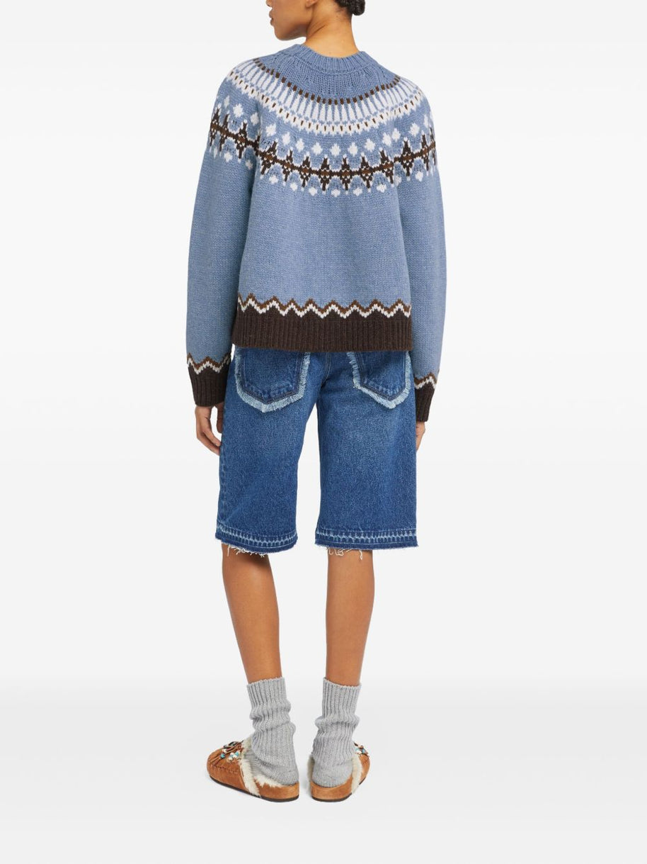 Alanui Sweet Winter Wool Crewneck Jumper - Clear Blue