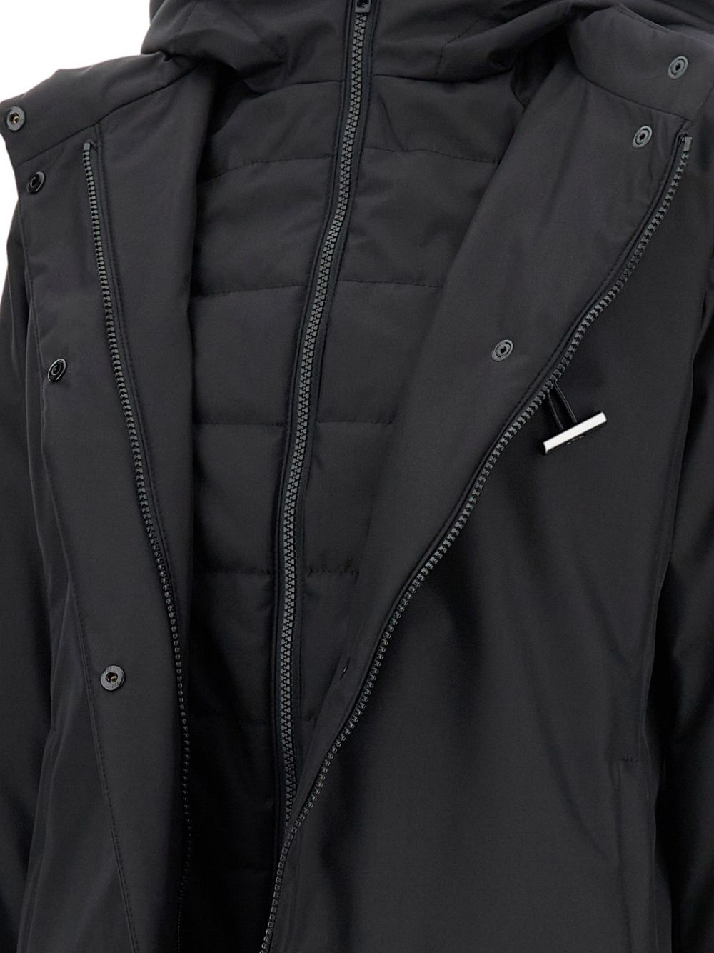 Fay Toggle Parka Coat - Black