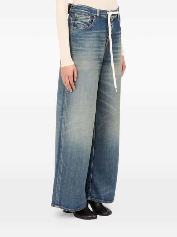 MM6 Maison Margiela Wide-leg Denim Cotton Jeans - Clear Blue