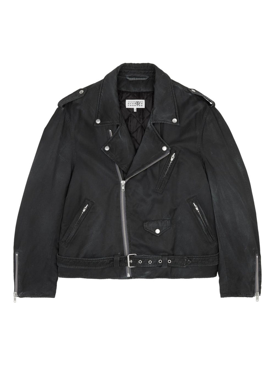 MM6 Maison Margiela Cotton-viscose Biker Jacket - Black