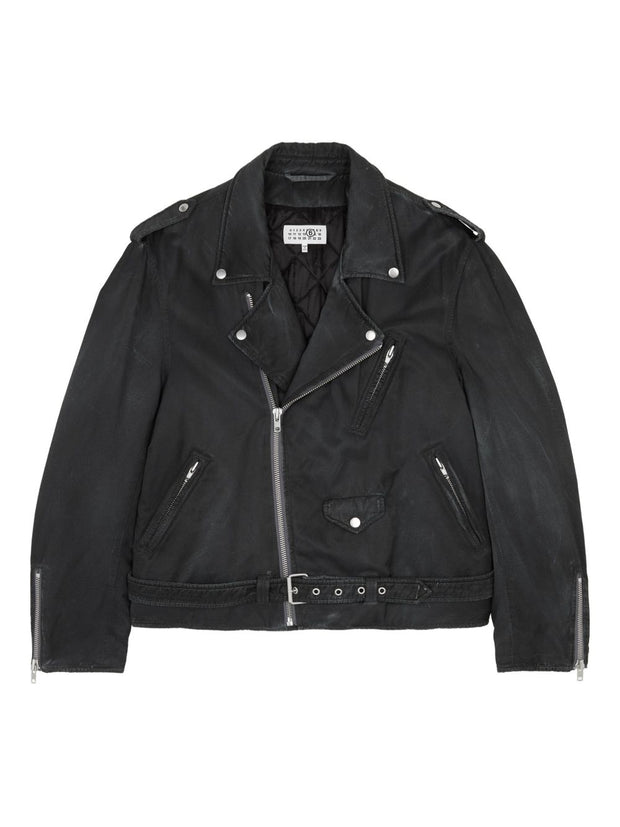 MM6 Maison Margiela Cotton-viscose Biker Jacket - Black