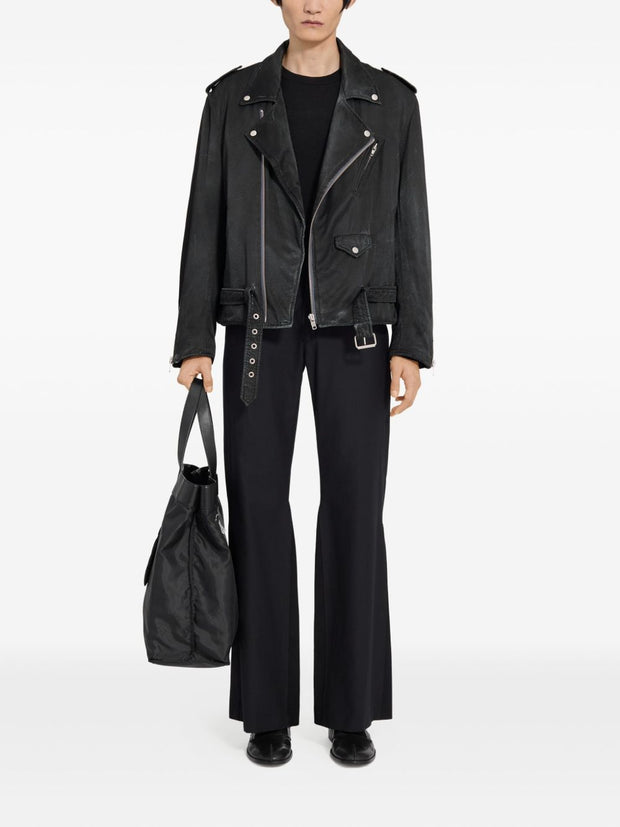 MM6 Maison Margiela Cotton-viscose Biker Jacket - Black