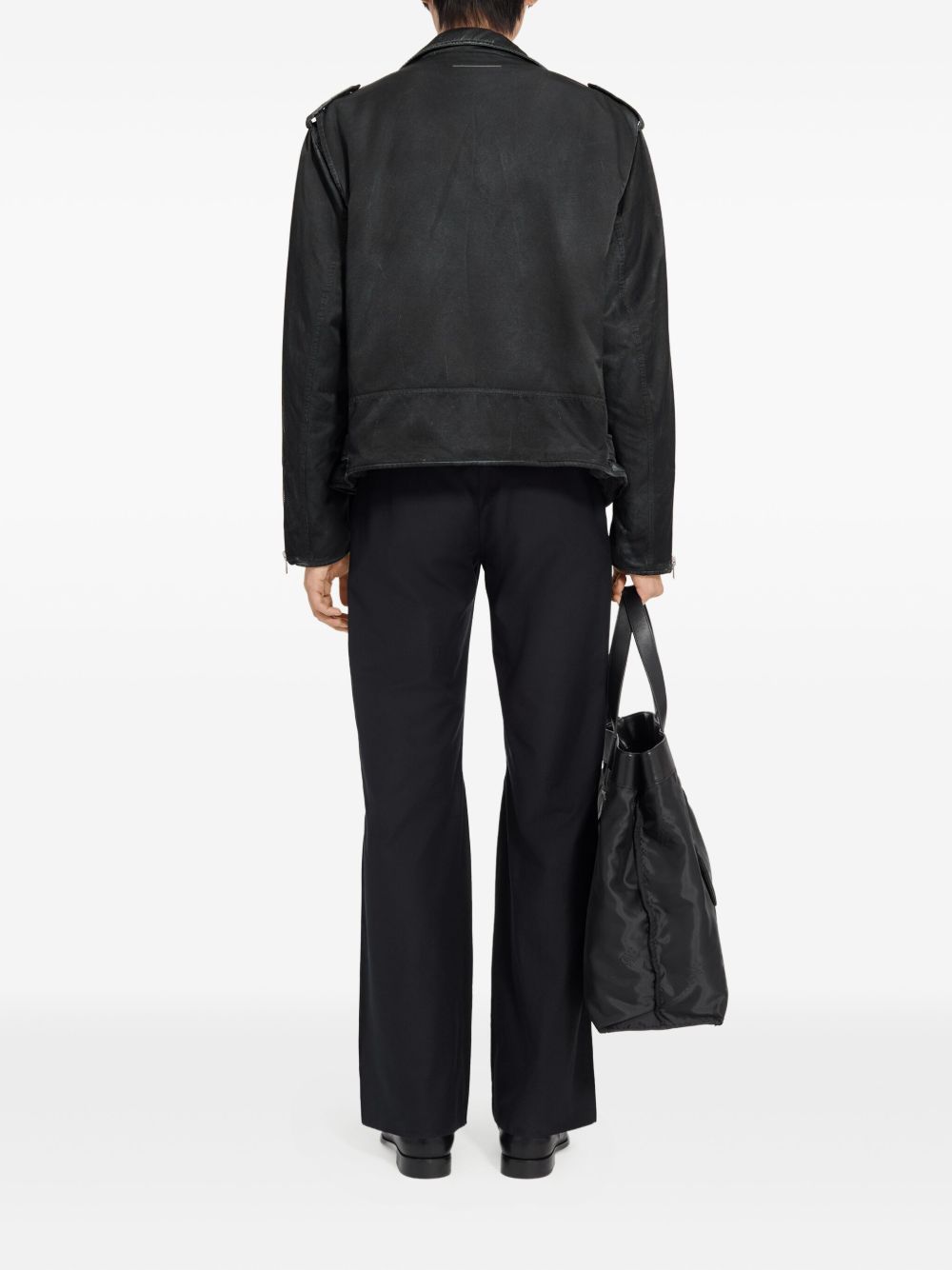 MM6 Maison Margiela Cotton-viscose Biker Jacket - Black