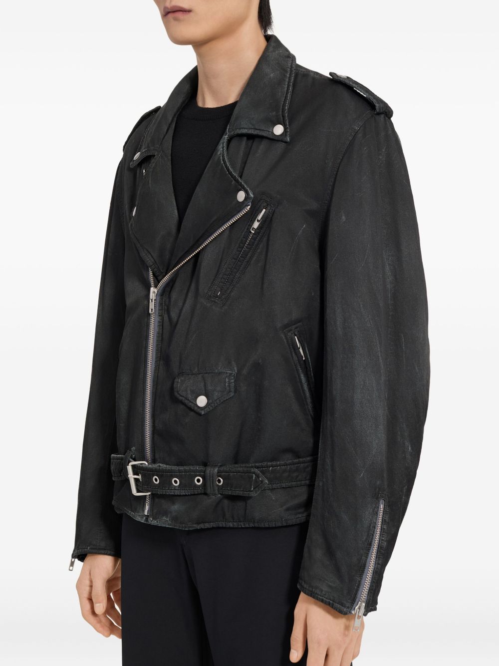 MM6 Maison Margiela Cotton-viscose Biker Jacket - Black