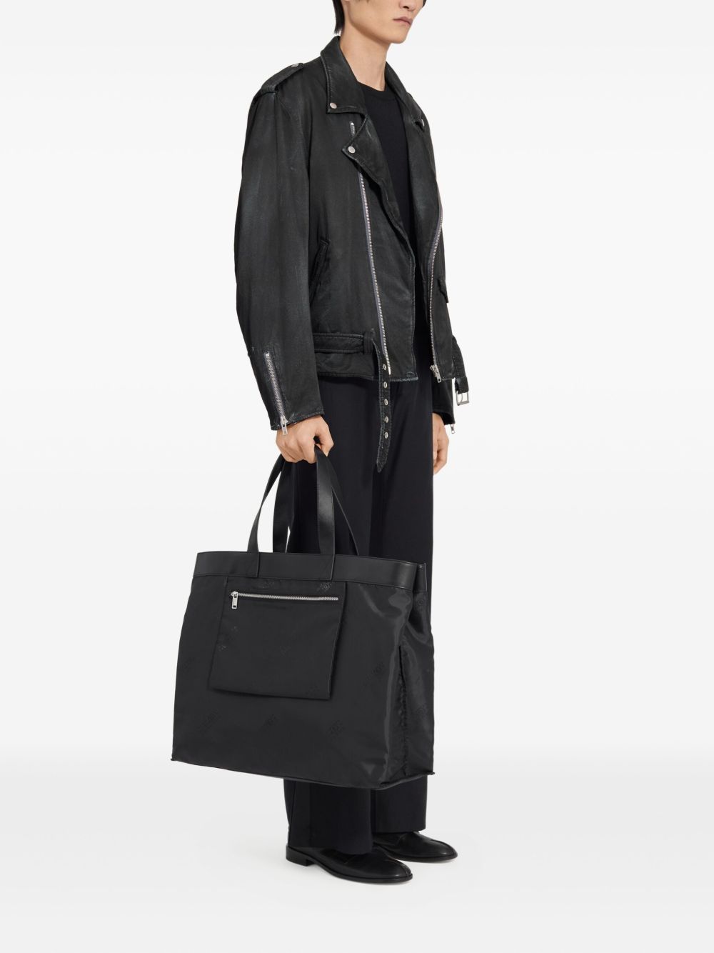 MM6 Maison Margiela Cotton-viscose Biker Jacket - Black