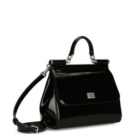 Dolce & Gabbana Sicly Large Patent Leather Handbag - Black
