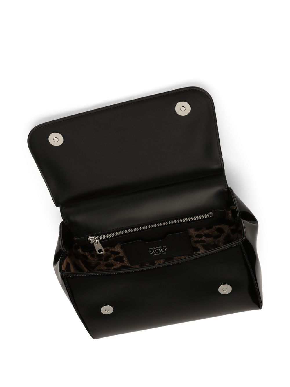 Dolce & Gabbana Sicly Large Patent Leather Handbag - Black