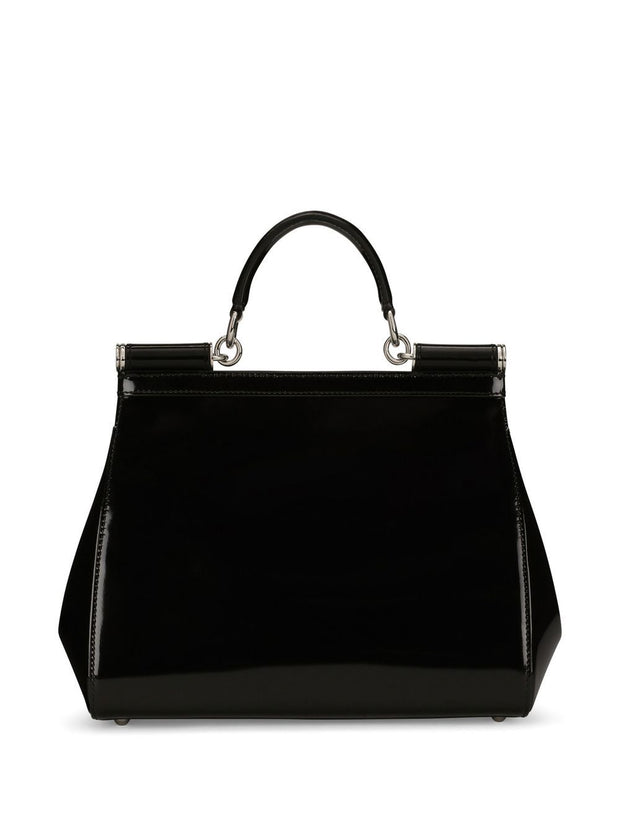 Dolce & Gabbana Sicly Large Patent Leather Handbag - Black
