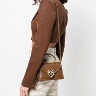 Dolce & Gabbana Devotion Small Leather Handbag - Leather Brown