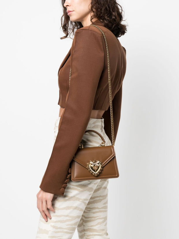Dolce & Gabbana Devotion Small Leather Handbag - Leather Brown