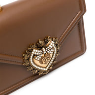 Dolce & Gabbana Devotion Small Leather Handbag - Leather Brown