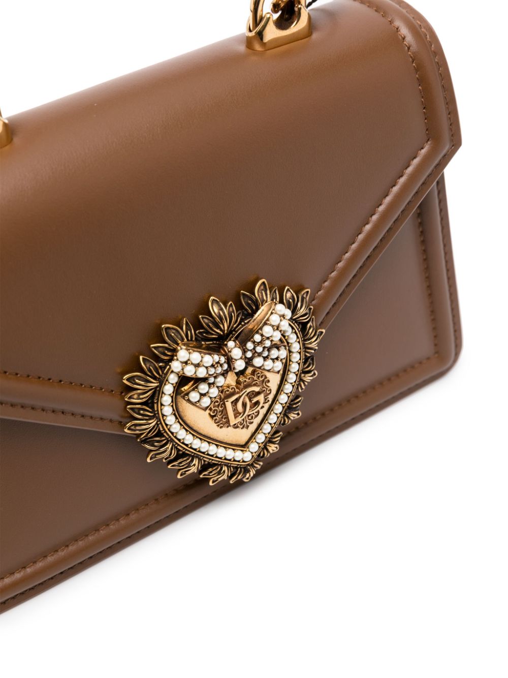 Dolce & Gabbana Devotion Small Leather Handbag - Leather Brown