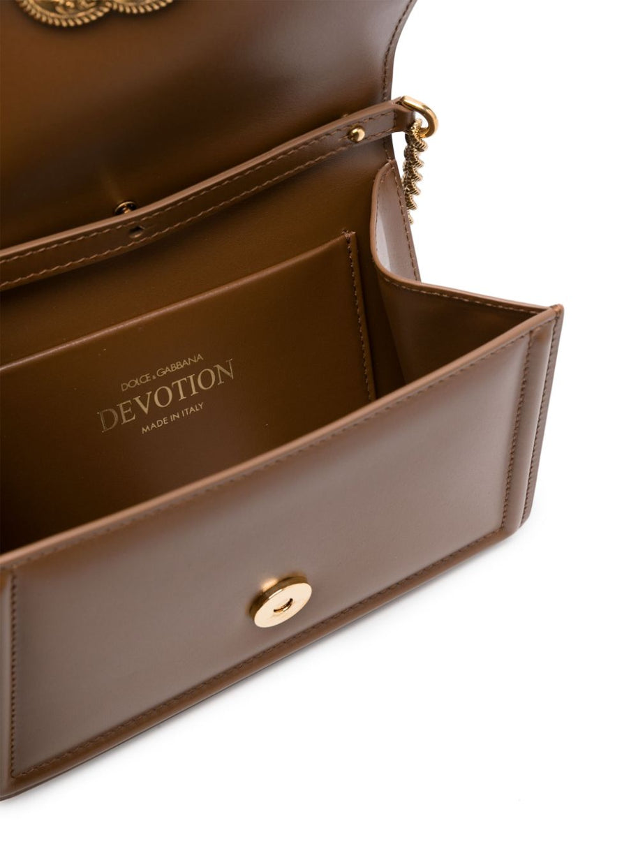 Dolce & Gabbana Devotion Small Leather Handbag - Leather Brown