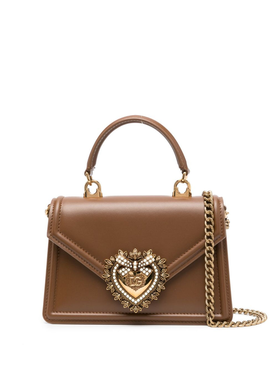 Dolce & Gabbana Devotion Small Leather Handbag - Leather Brown
