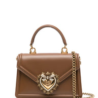 Dolce & Gabbana Devotion Small Leather Handbag - Leather Brown