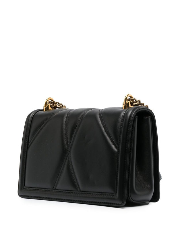 Dolce & Gabbana Devotion Medium Leather Shoulder Bag - Black