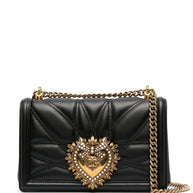 Dolce & Gabbana Devotion Medium Leather Shoulder Bag - Black