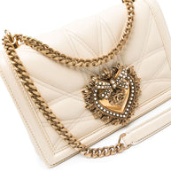Dolce & Gabbana Devotion Medium Leather Shoulder Bag - Beige