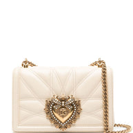 Dolce & Gabbana Devotion Medium Leather Shoulder Bag - Beige
