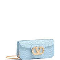 Valentino Garavani Clutch Locò In Tessuto Moirè - Clear Blue