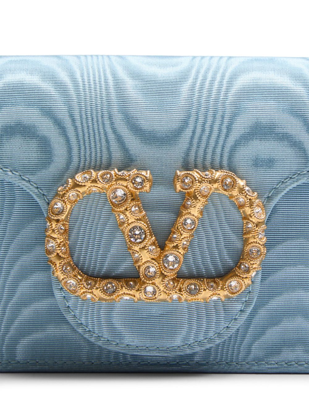 Valentino Garavani Locò Moiré Fabric Clutch With Jewel Logo