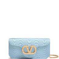 Valentino Garavani Clutch Locò In Tessuto Moirè - Clear Blue