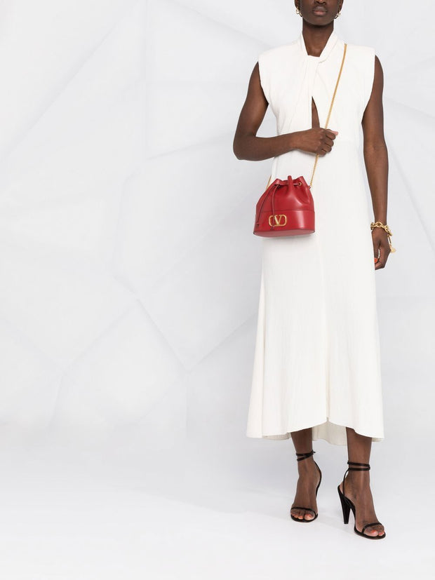 Valentino Garavani VLogo Signature Leather Mini Bucket Bag - Red