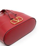 Valentino Garavani VLogo Signature Leather Mini Bucket Bag - Red